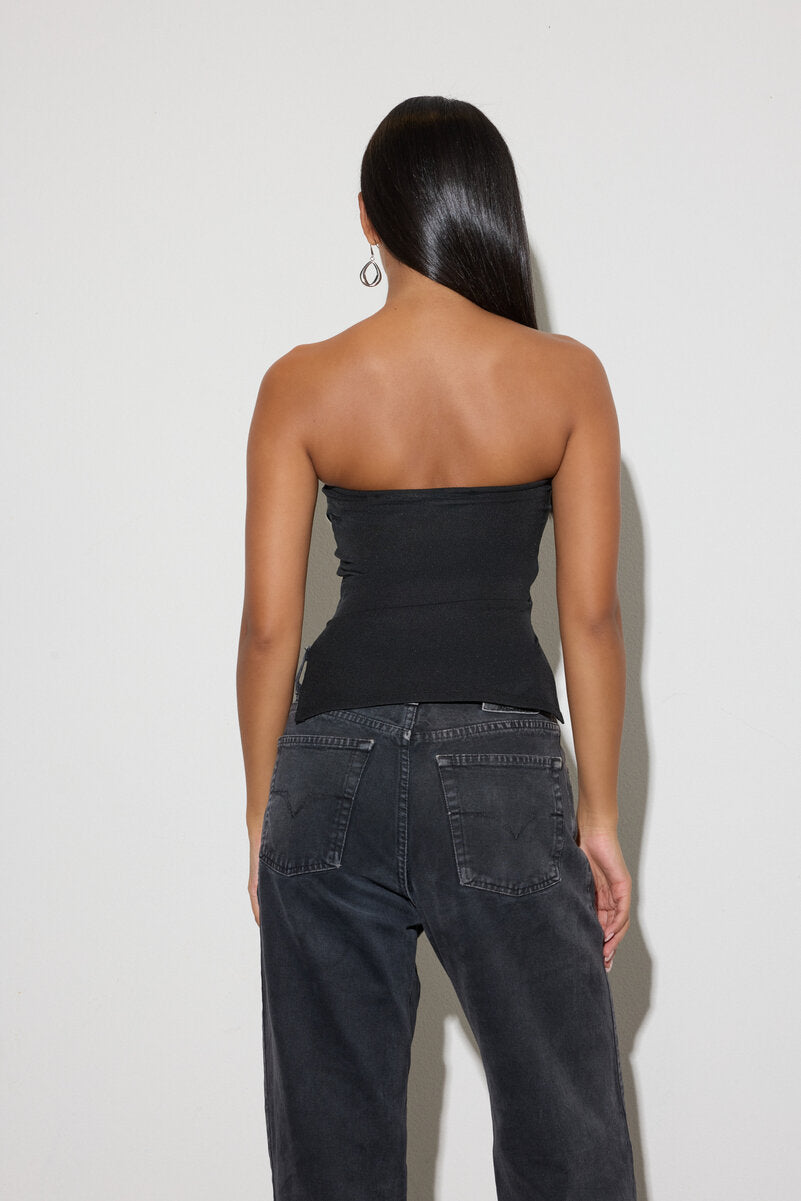 Rhinestone-Studded Split-Hem Tube Top - Image 3