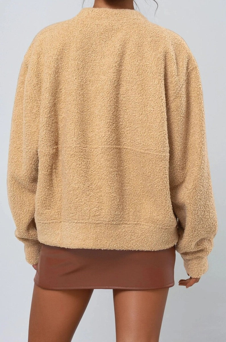 Boucle Zip-Front Bomber Jacket - Image 5