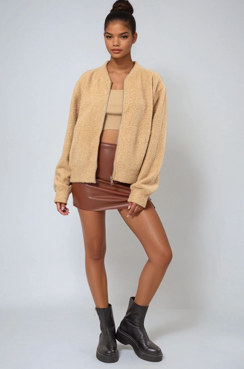 Boucle Zip-Front Bomber Jacket - Image 2