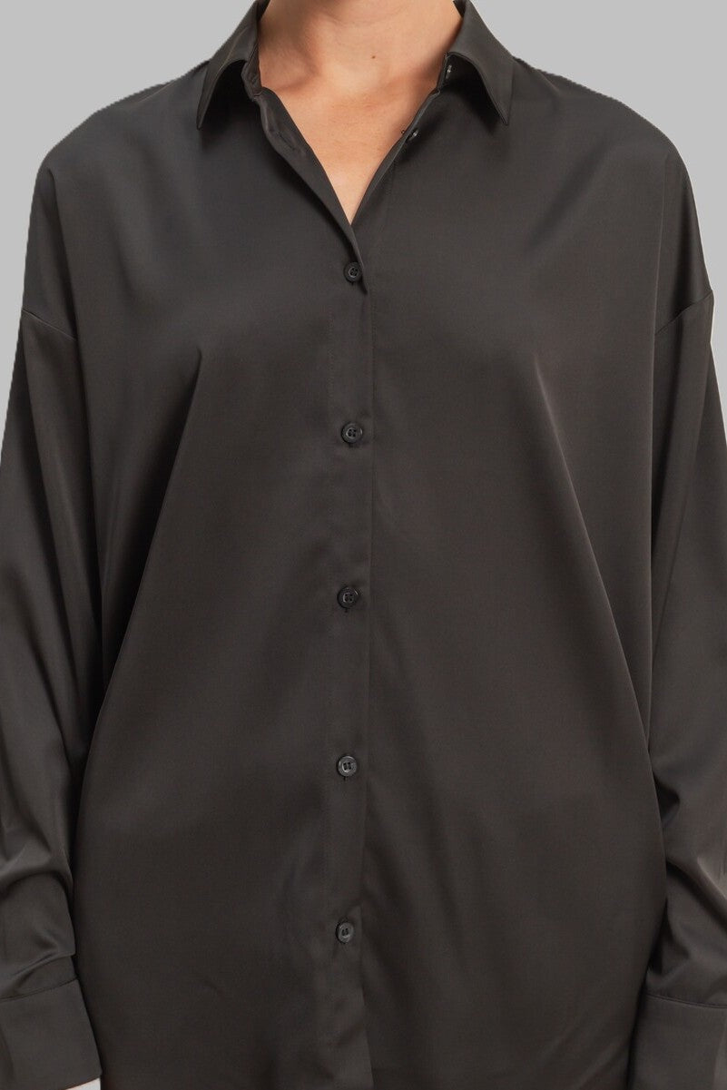 Oversized Satin Button-Up Shirt - Image 4