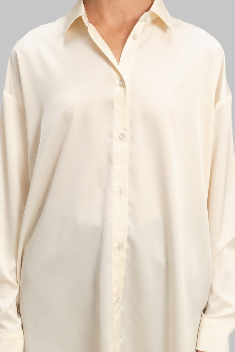 Oversized Satin Button-Up Shirt - Image 8