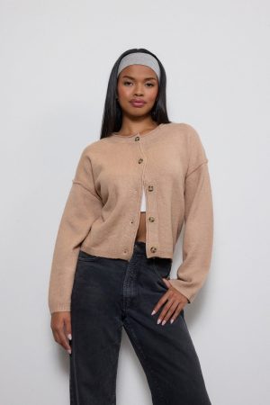 Button-Front Knit Cardigan