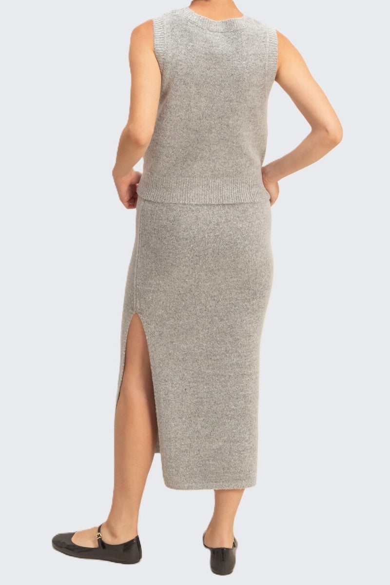 Button-Front Vest & Maxi Skirt Sweater Set - Image 9