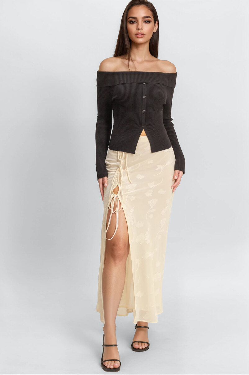 Ribbed Off-The-Shoulder Sweater-Knit Top - Image 5