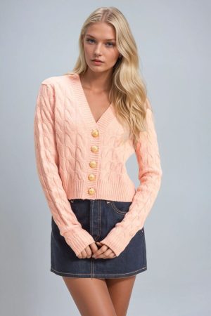 Cable Knit Cardigan Sweater