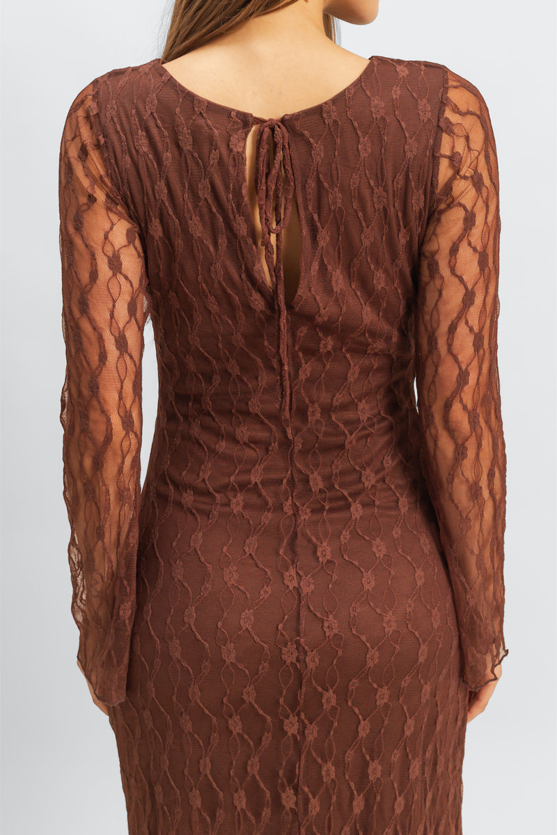 Semi-Sheer Lace Bodycon Maxi Dress - Image 4