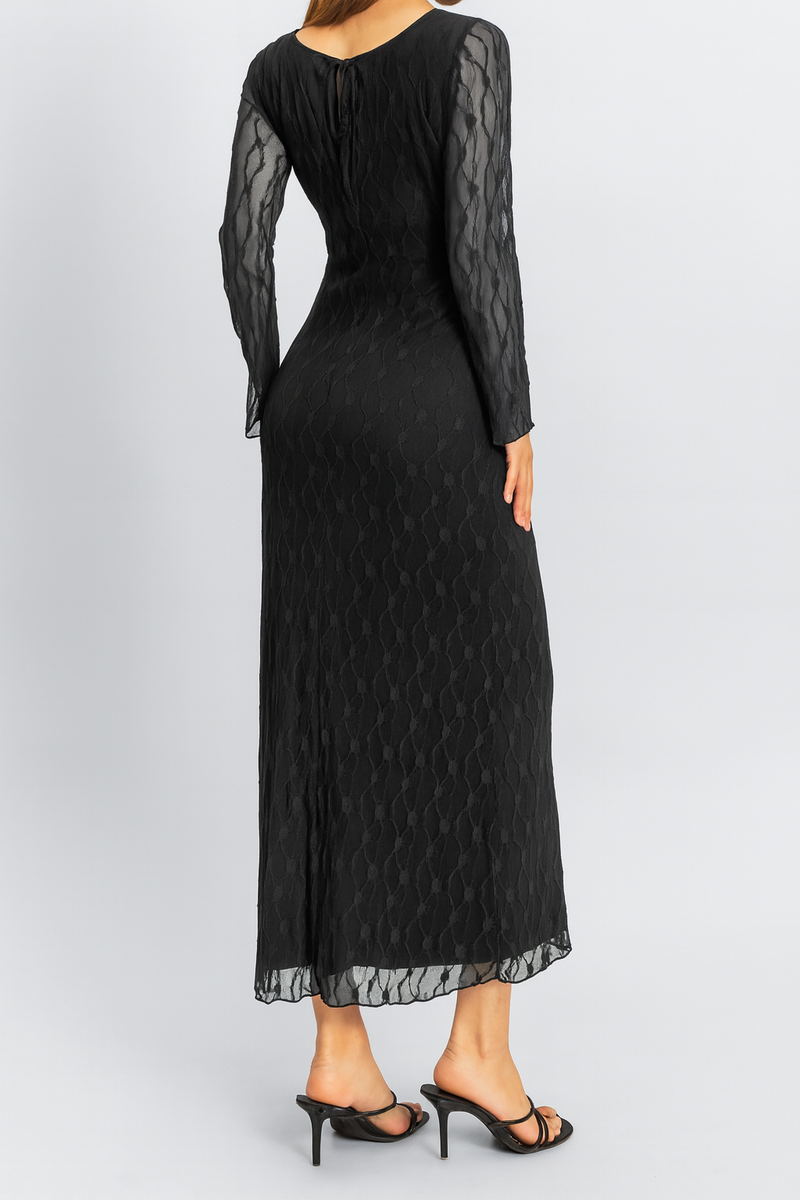 Semi-Sheer Lace Bodycon Maxi Dress - Image 7