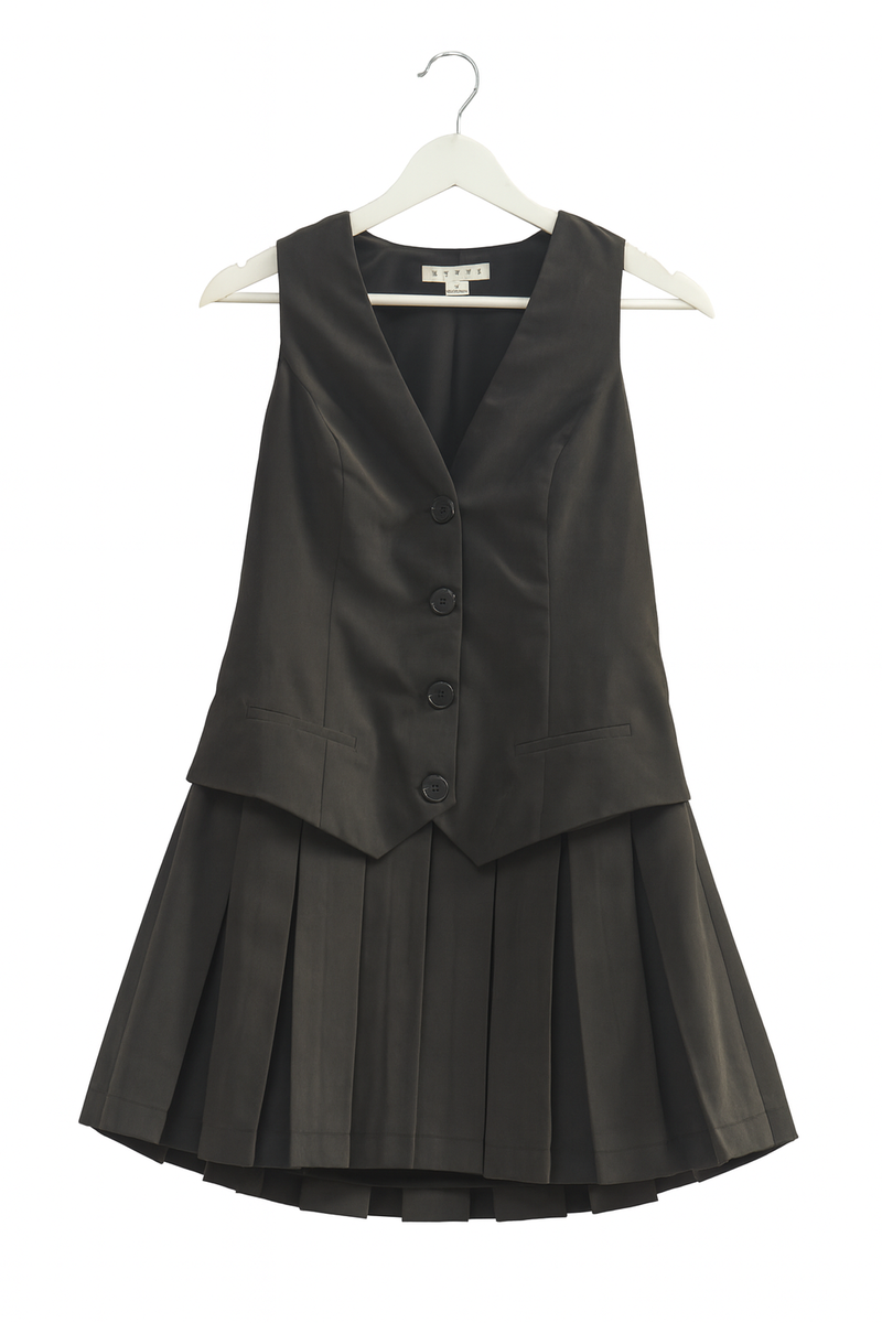 Vested Pleat-Skirt Mini Dress - Image 6