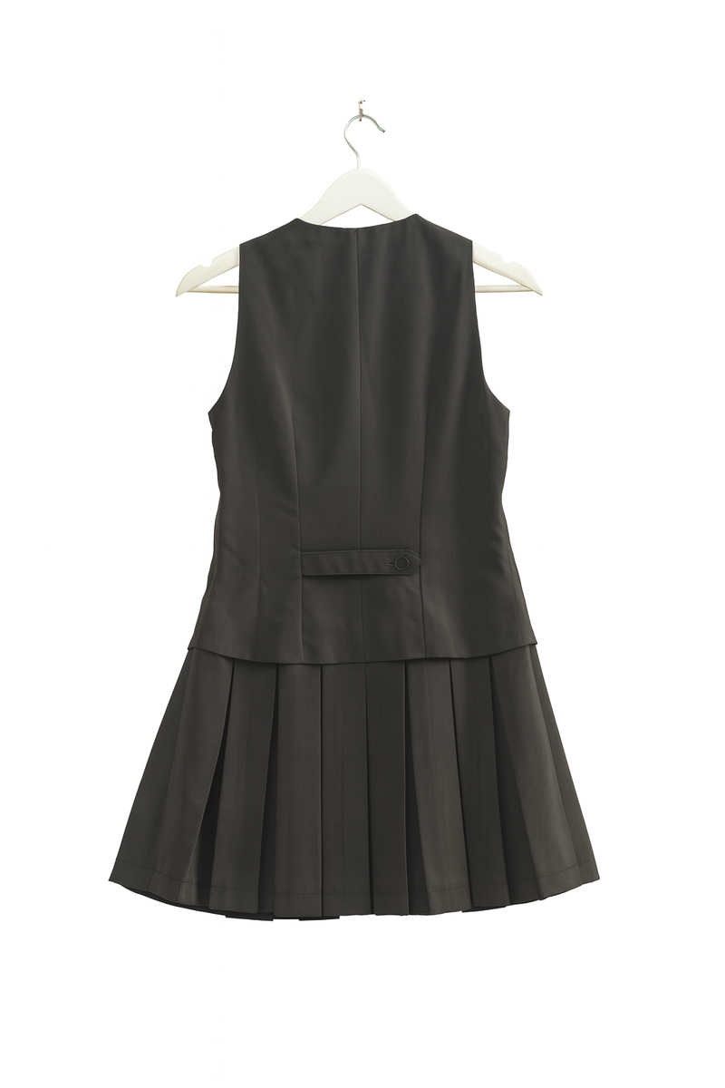 Vested Pleat-Skirt Mini Dress - Image 7