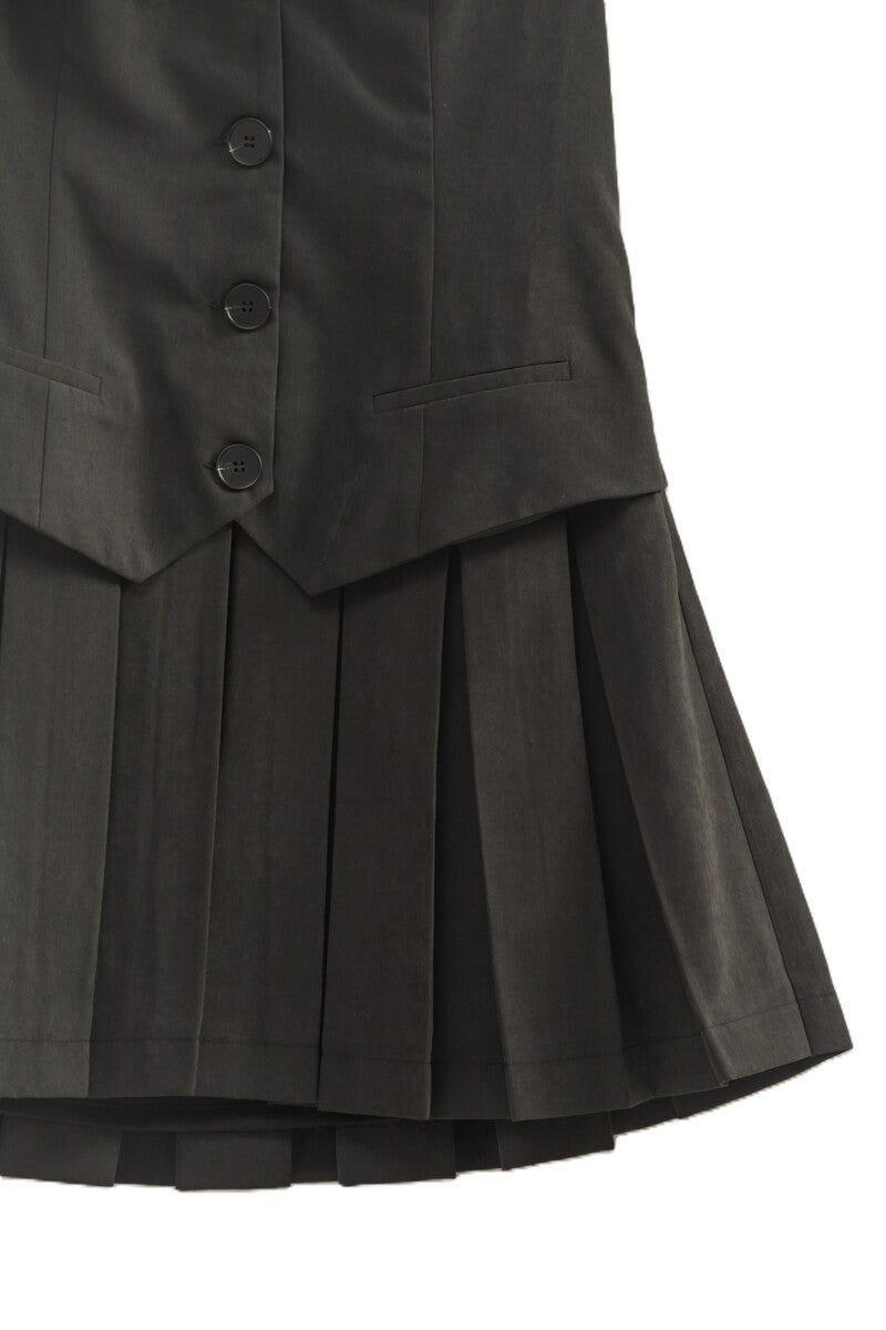 Vested Pleat-Skirt Mini Dress - Image 8