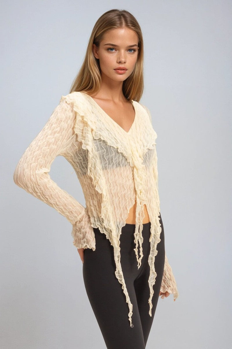 Textured Ruffled Lace Top - Image 2