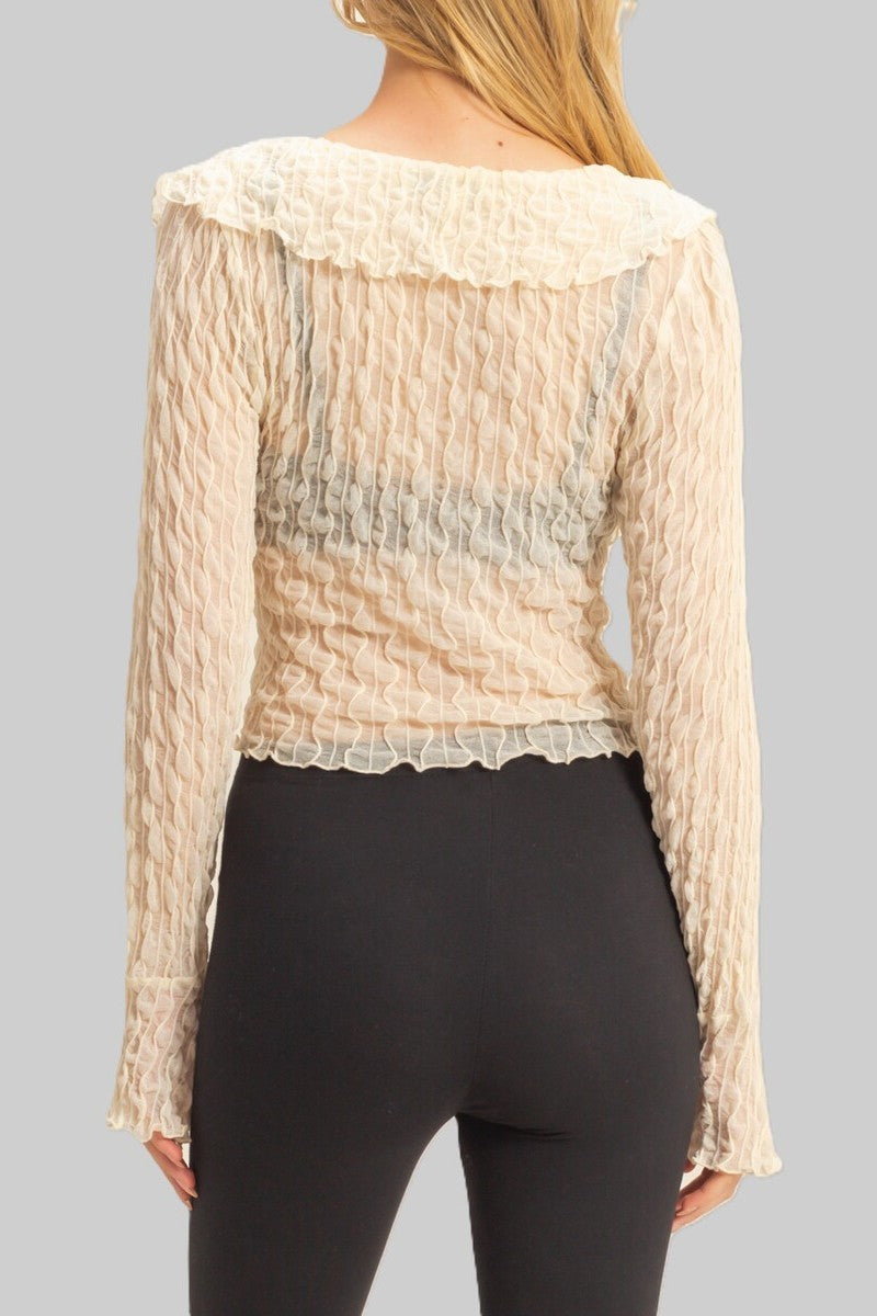 Textured Ruffled Lace Top - Image 3