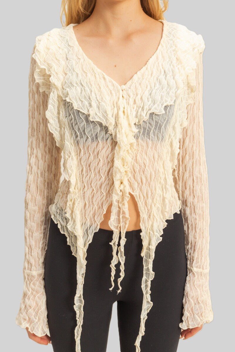 Textured Ruffled Lace Top - Image 4
