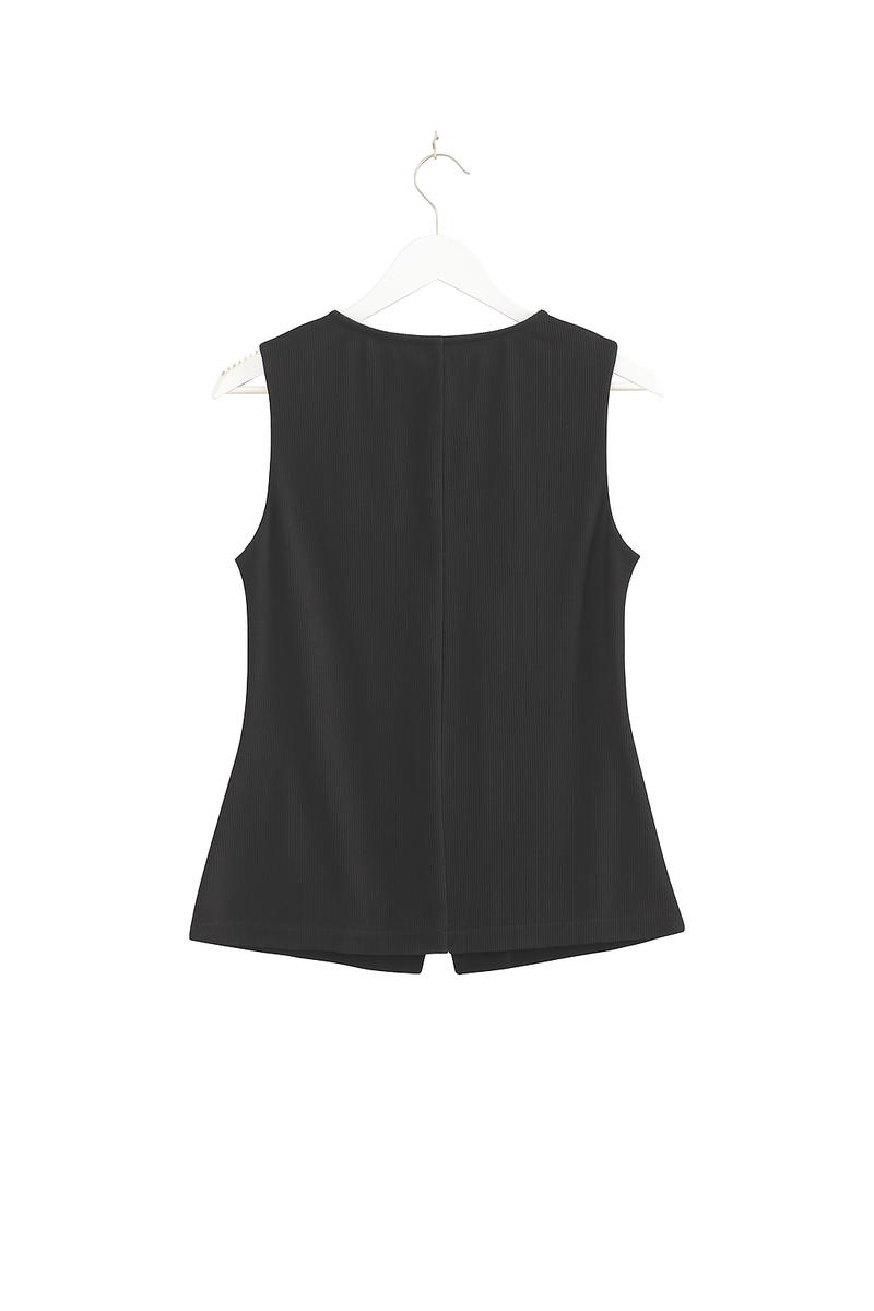 Rib-Knit Button-Front Sleeveless Top - Image 6