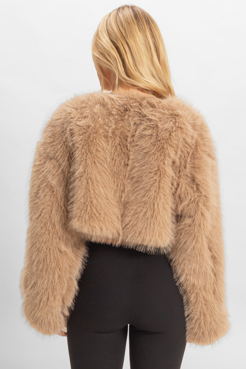 Faux Fur Cropped Jacket - Image 6