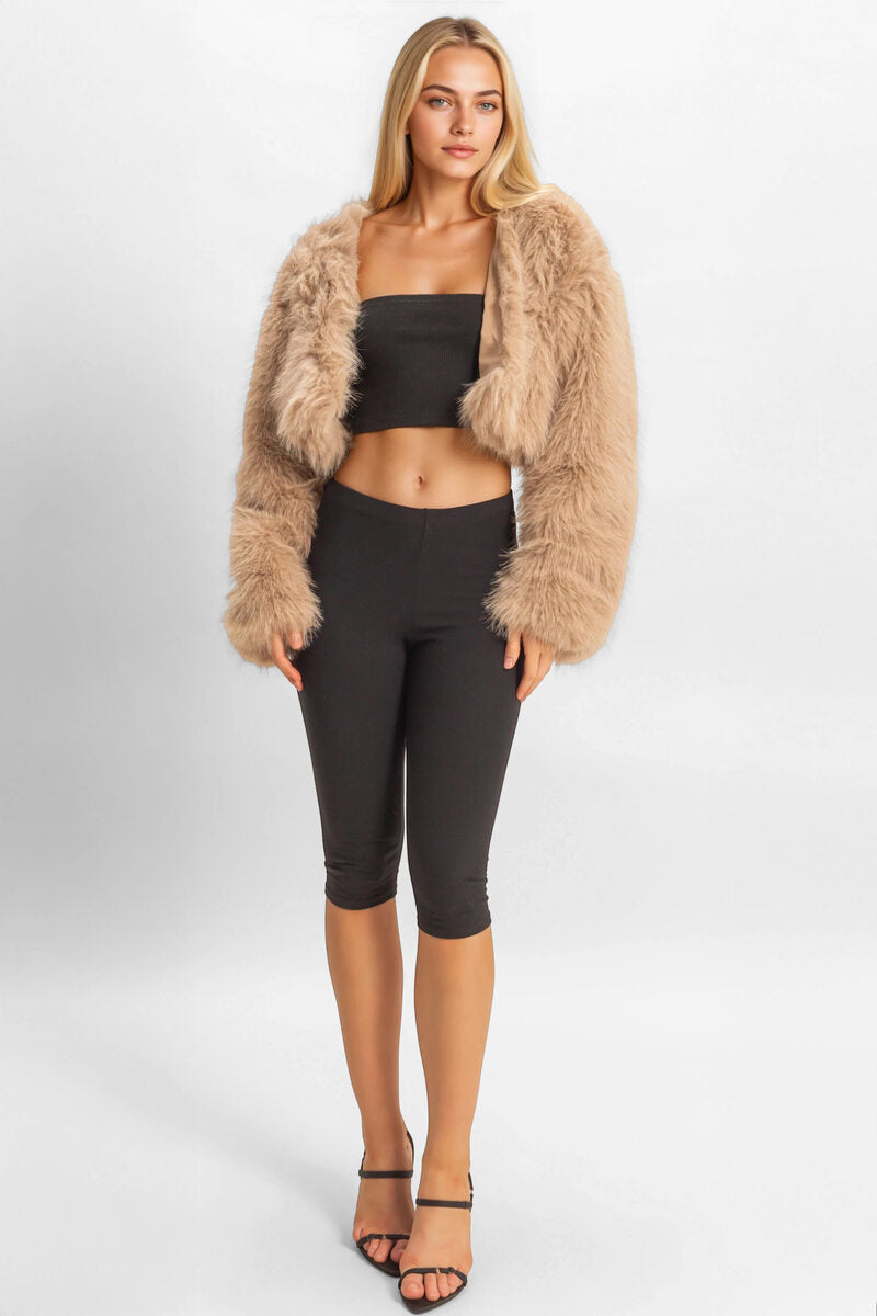 Faux Fur Cropped Jacket - Image 4