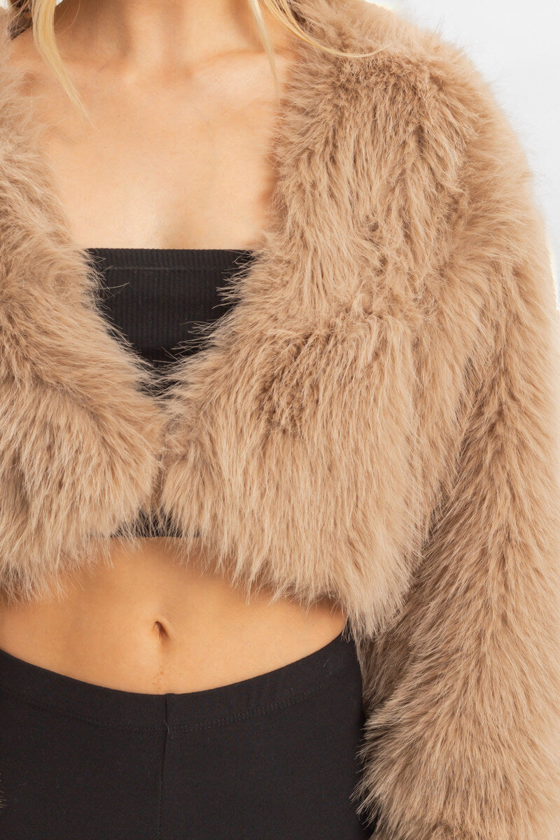 Faux Fur Cropped Jacket - Image 7