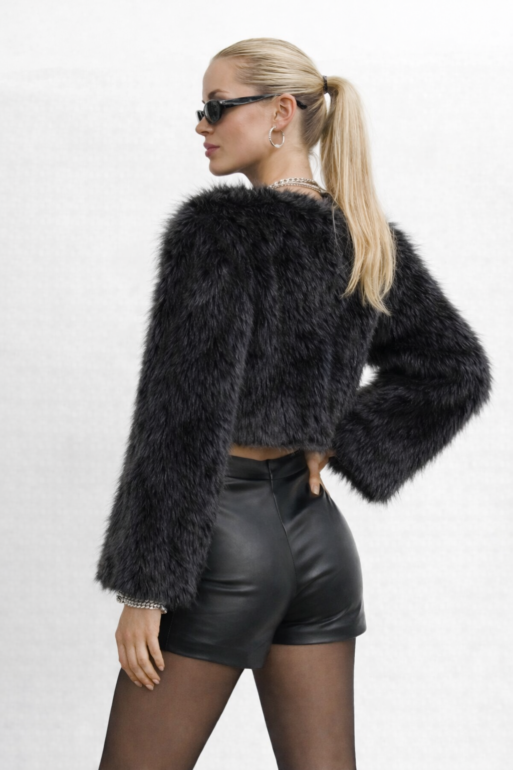 Faux Fur Cropped Jacket - Image 2