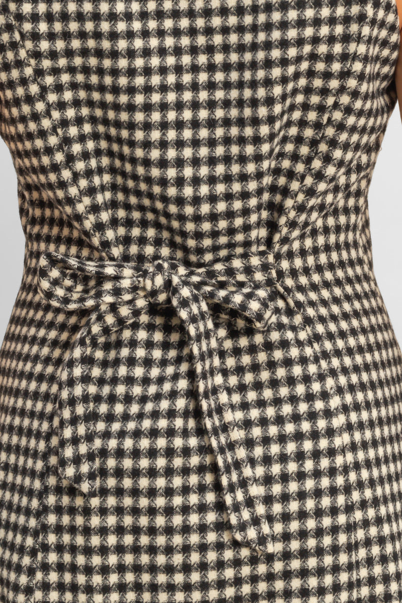 Sleeveless Houndstooth Button-Front Mini Dress - Image 4