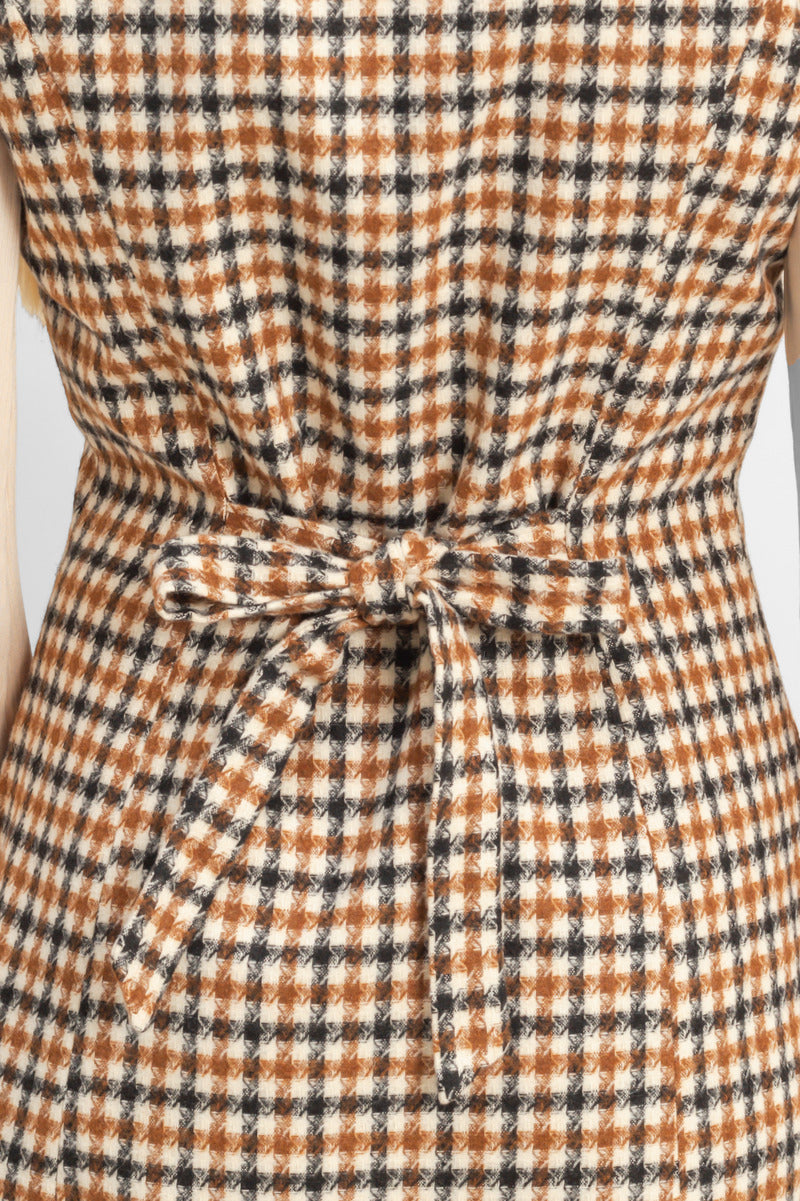 Sleeveless Houndstooth Button-Front Mini Dress - Image 9
