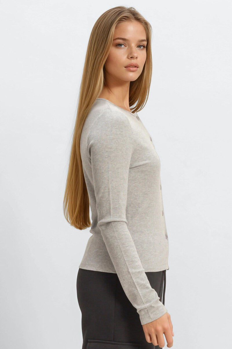 Ribbed Button-Front Cardigan Top - Image 4