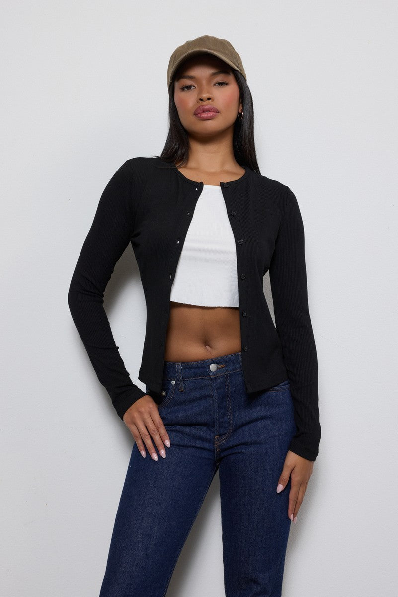 Ribbed Button-Front Cardigan Top - Image 8