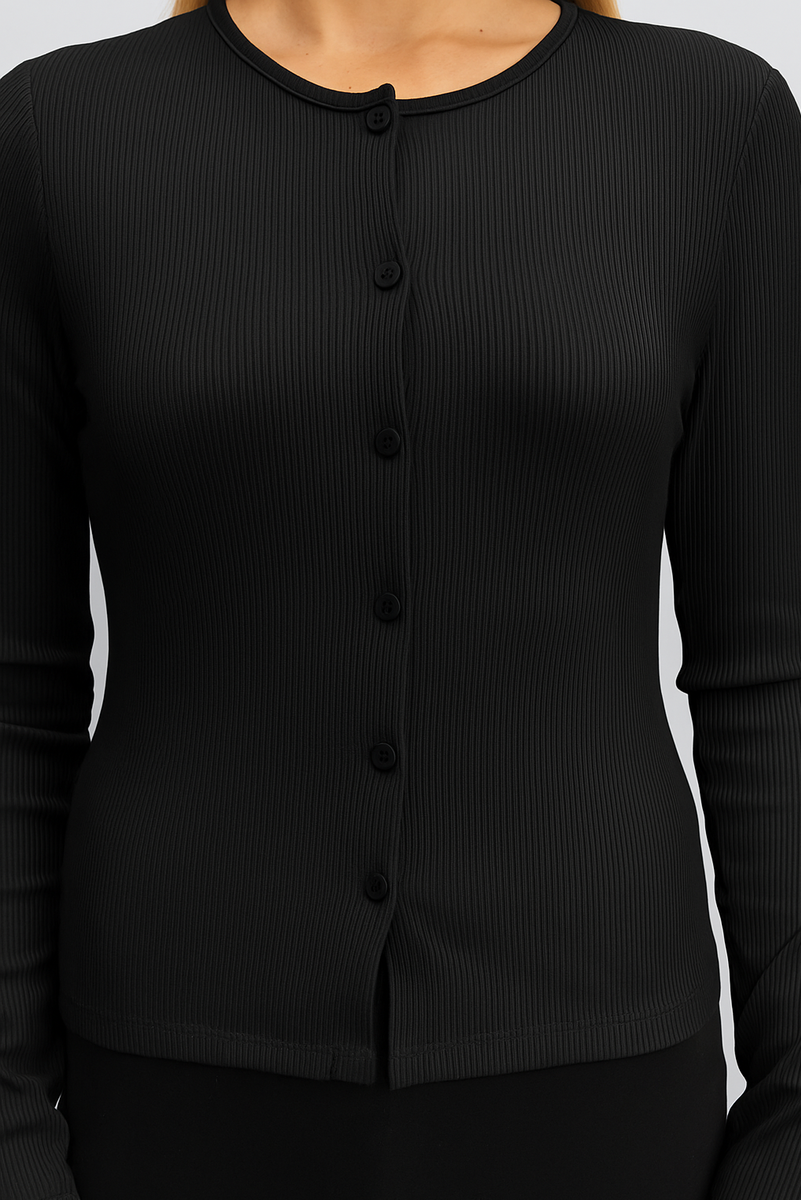 Ribbed Button-Front Cardigan Top - Image 12