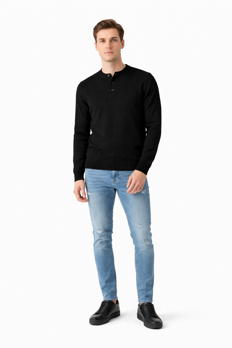 Long-Sleeve Henley Sweater - Image 6