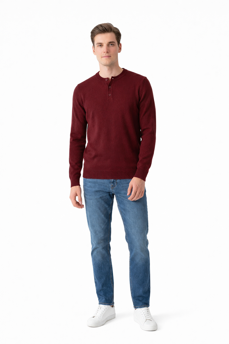 Long-Sleeve Henley Sweater - Image 10