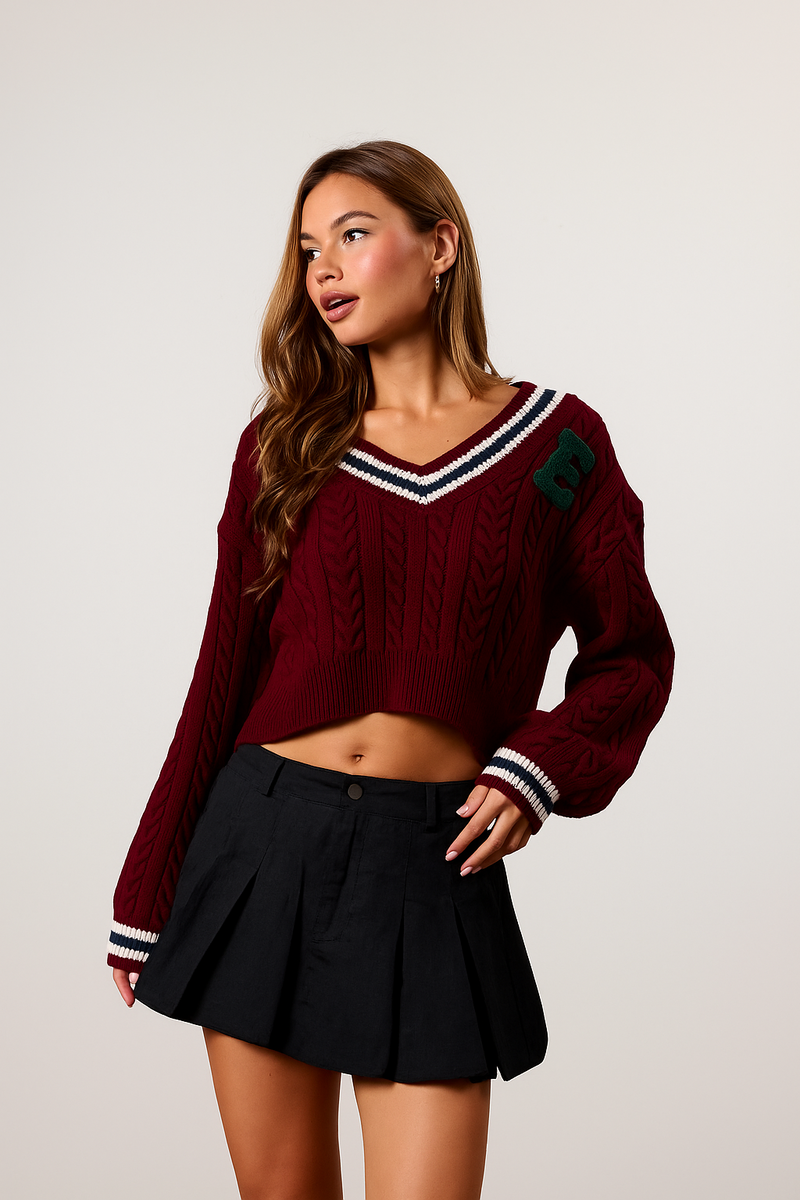 Cropped Varsity Sweater - Image 4