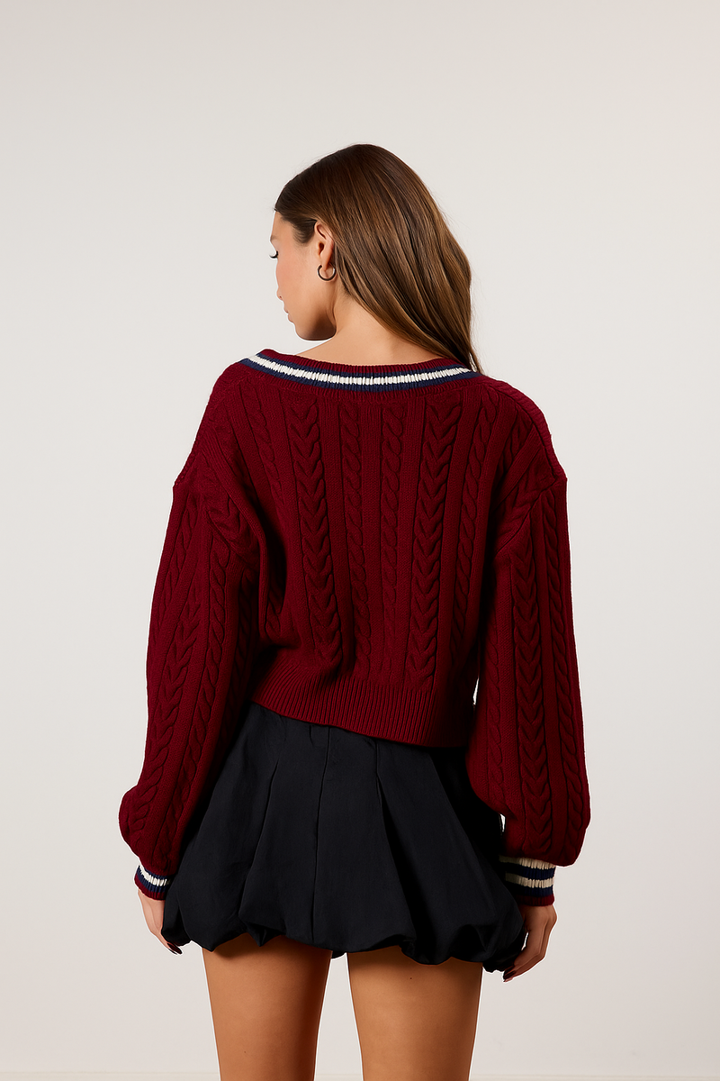 Cropped Varsity Sweater - Image 5