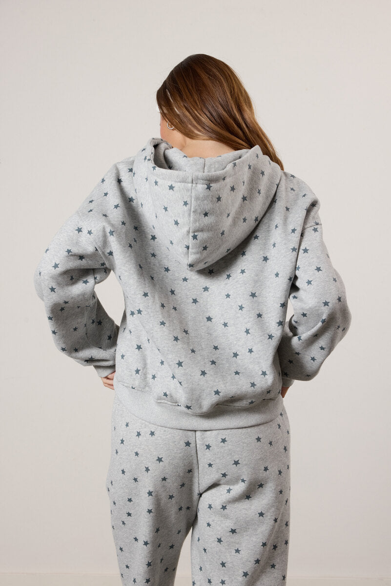 Star Print Zip-Front Hoodie - Image 2