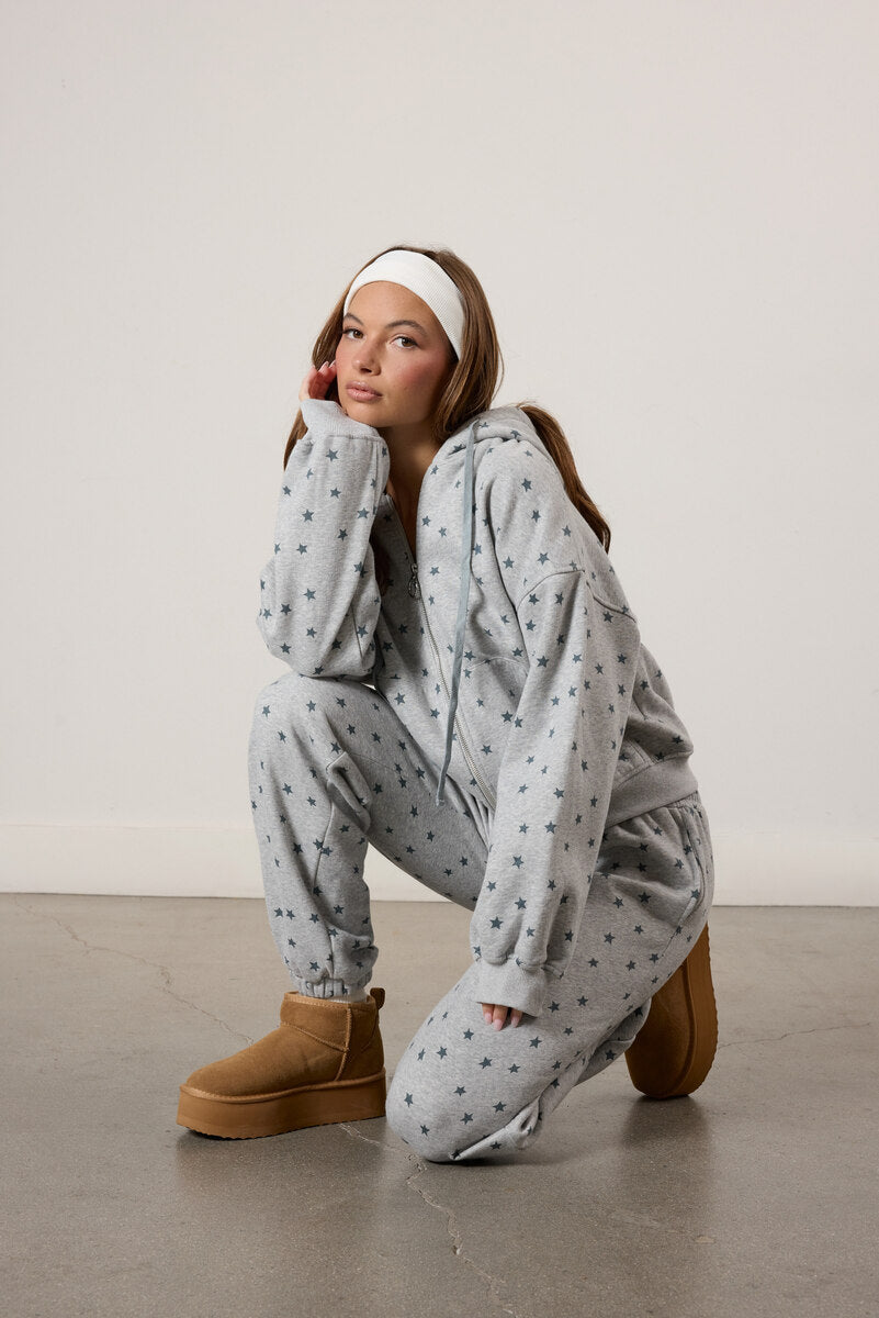 Star Print Zip-Front Hoodie - Image 3