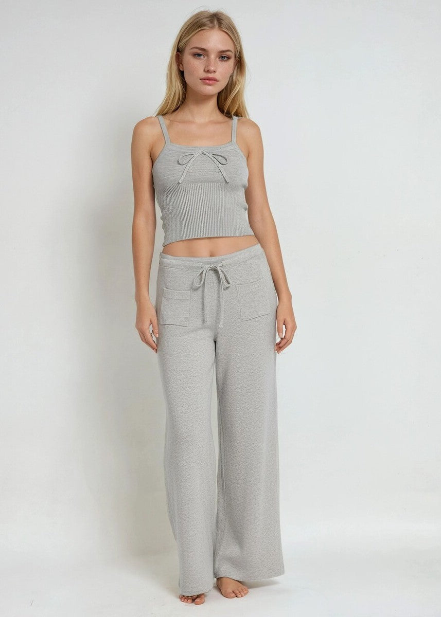 Ribbed Sweater-Knit Pajama Pant
