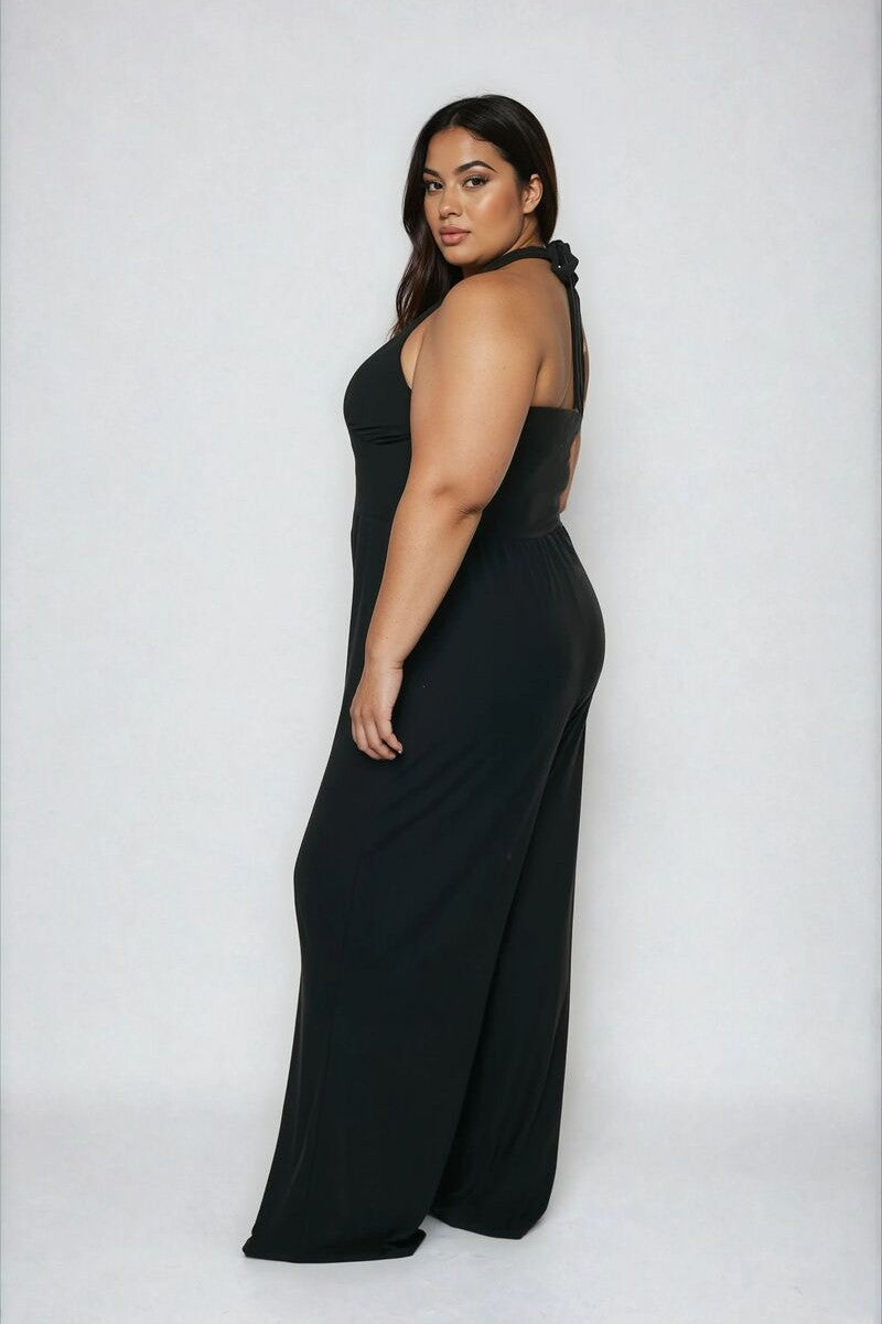 Plus Size Halter Wide-Leg Jumpsuit - Image 2