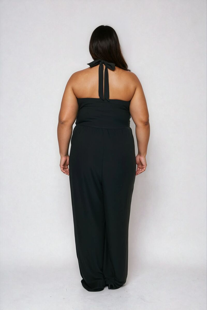 Plus Size Halter Wide-Leg Jumpsuit - Image 3