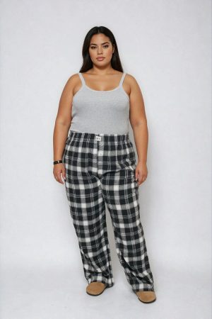 Plus Size Plaid Flannel Pajama Pants