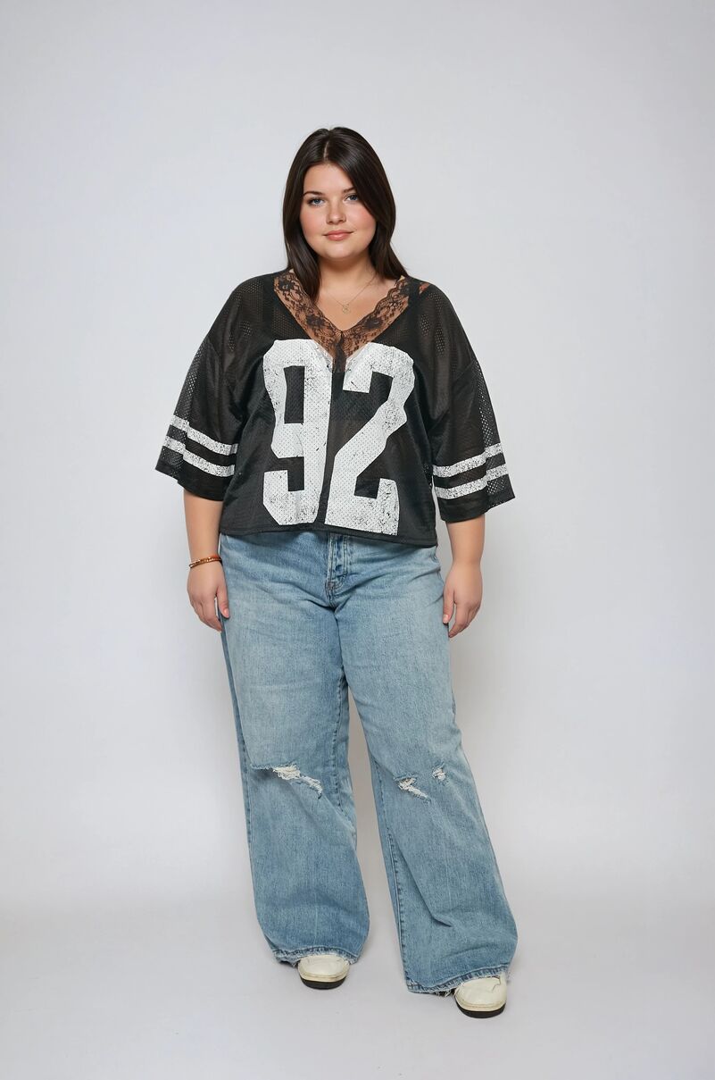 Plus Size Lace-Trim Mesh Jersey Top - Image 6