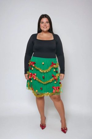 Plus Size Holiday Tutu Mini Skirt