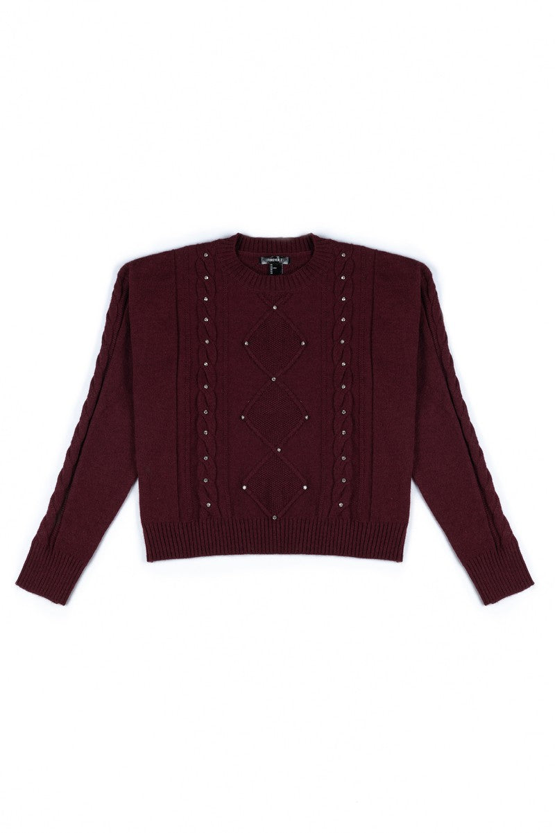 Embellished Cable-Knit Cropped Sweater - Image 2