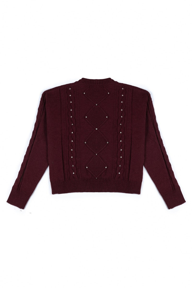 Embellished Cable-Knit Cropped Sweater - Image 4