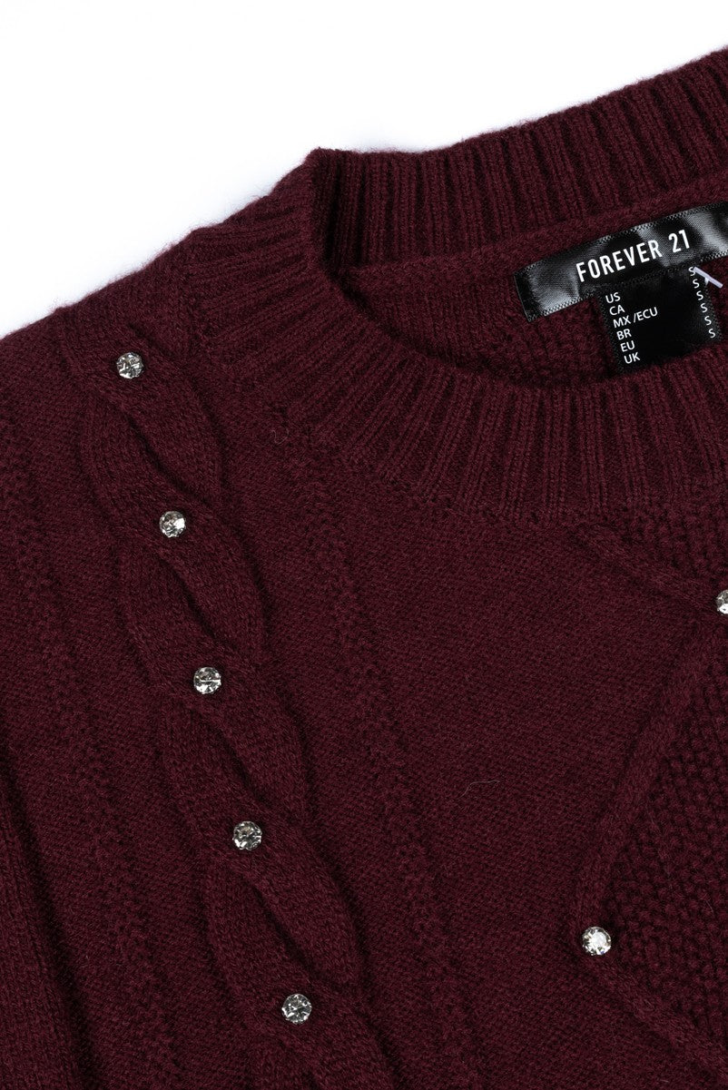 Embellished Cable-Knit Cropped Sweater - Image 3