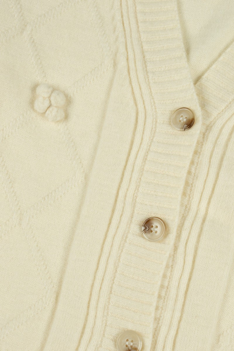 Bow Applique Cropped Cardigan Sweater - Image 6