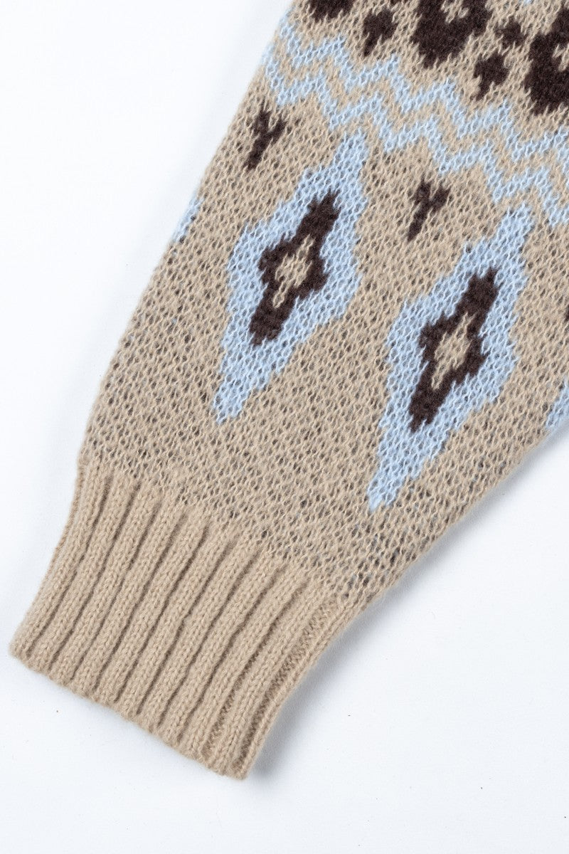 Fair Isle Zip-Up Hoodie Sweater - Image 6