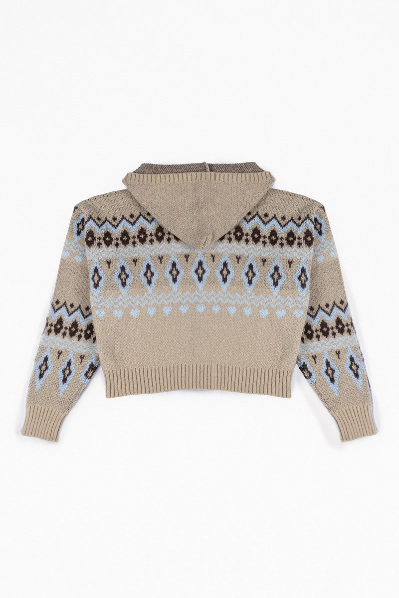 Fair Isle Zip-Up Hoodie Sweater - Image 7