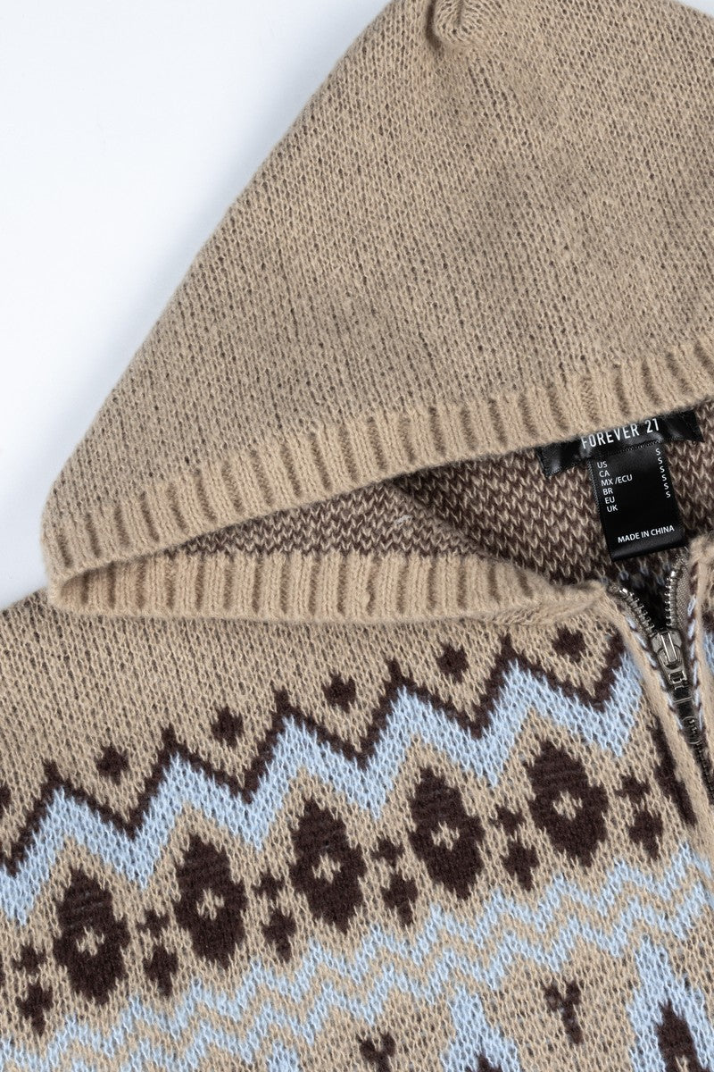 Fair Isle Zip-Up Hoodie Sweater - Image 8