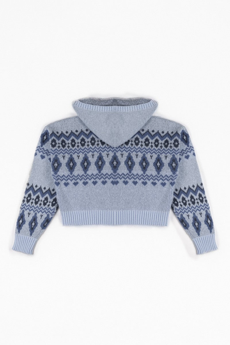 Fair Isle Zip-Up Hoodie Sweater - Image 4