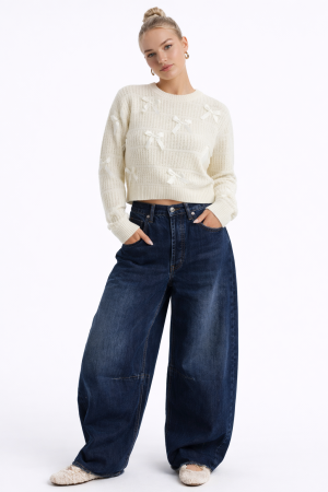 Ribbon Bow Cropped Sweater