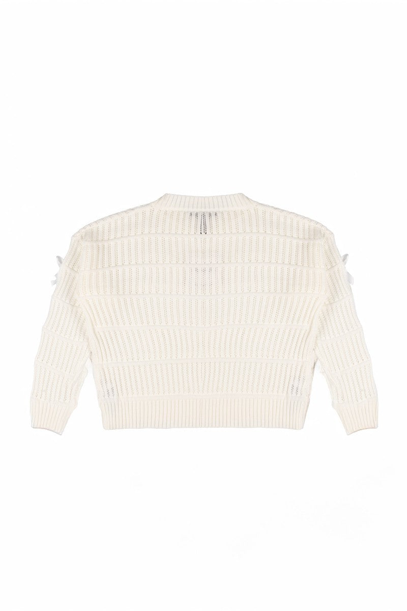 Ribbon Bow Cropped Sweater - Image 4