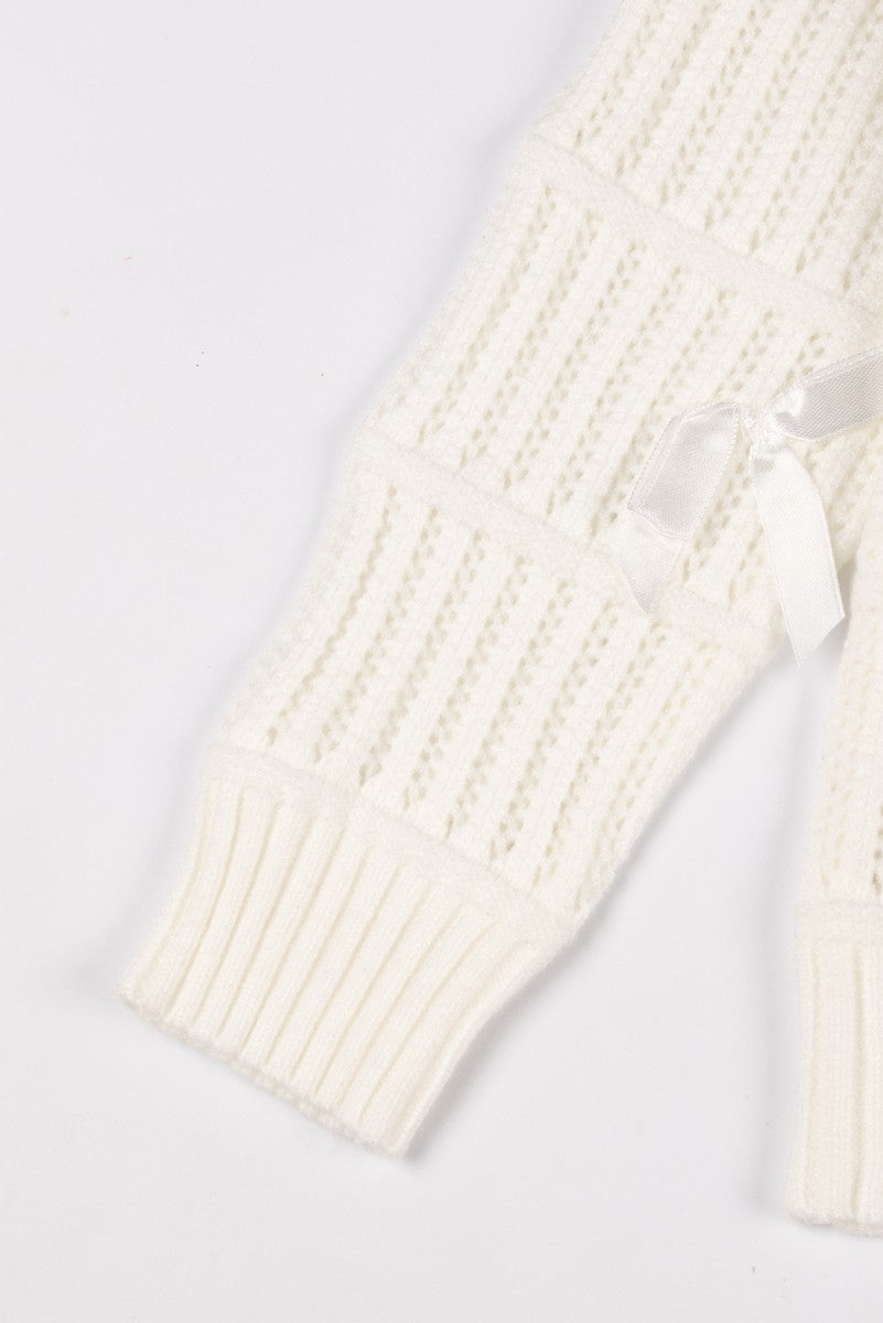 Ribbon Bow Cropped Sweater - Image 3